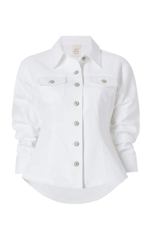 Women Denim Cinq Sept Denim Scrunched Canyon Jacket White