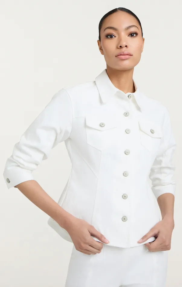 Women Denim Cinq Sept Denim Scrunched Canyon Jacket White