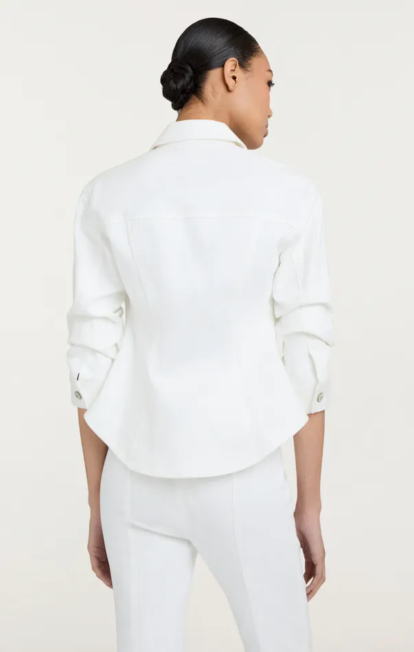 Women Denim Cinq Sept Denim Scrunched Canyon Jacket White