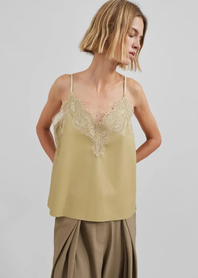 Women Desirae Lace Top 8211 Pale Yellow The Frankie Shop Tops