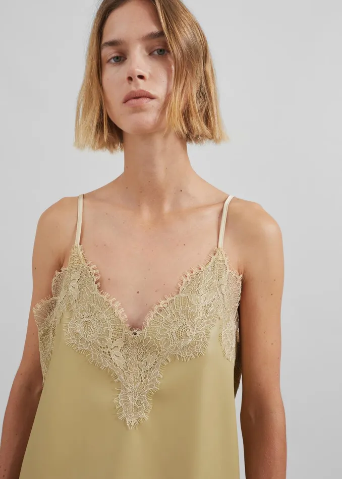 Women Desirae Lace Top 8211 Pale Yellow The Frankie Shop Tops