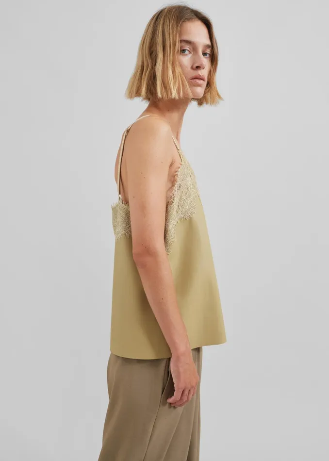 Women Desirae Lace Top 8211 Pale Yellow The Frankie Shop Tops