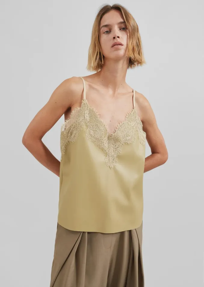 Women Desirae Lace Top 8211 Pale Yellow The Frankie Shop Tops