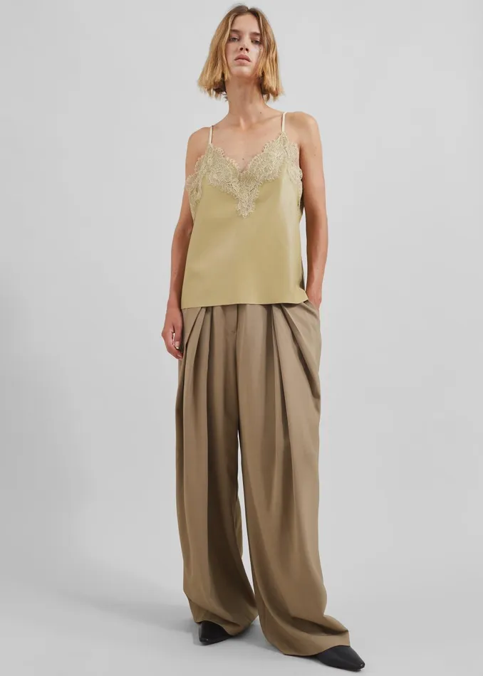 Women Desirae Lace Top 8211 Pale Yellow The Frankie Shop Tops