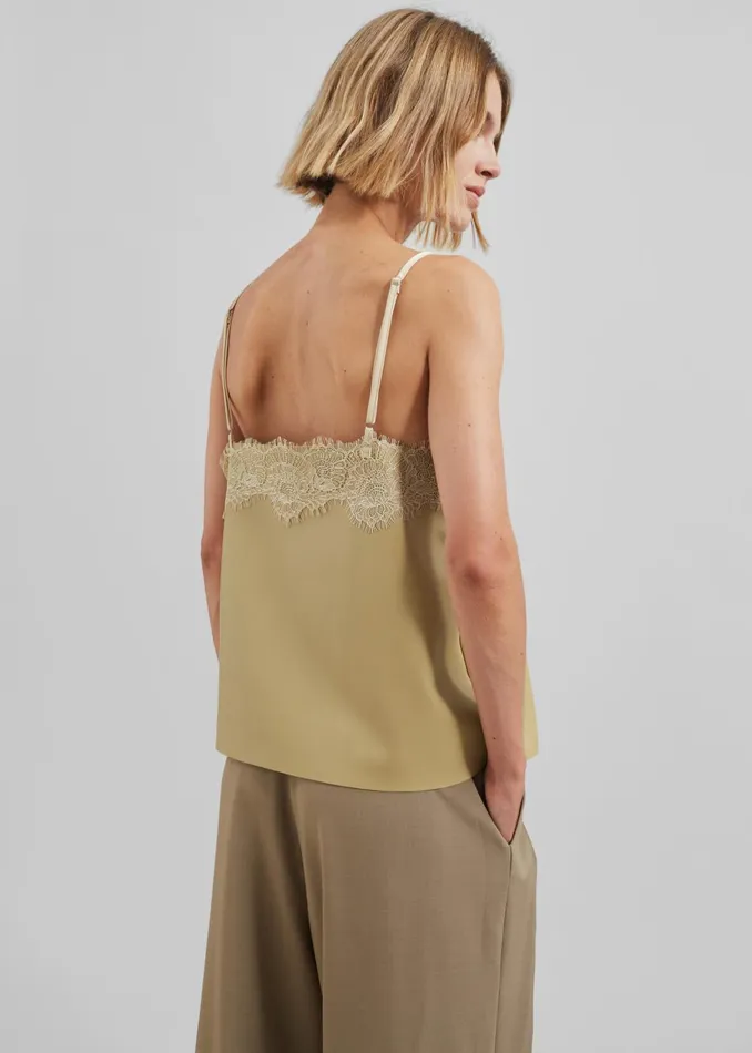 Women Desirae Lace Top 8211 Pale Yellow The Frankie Shop Tops
