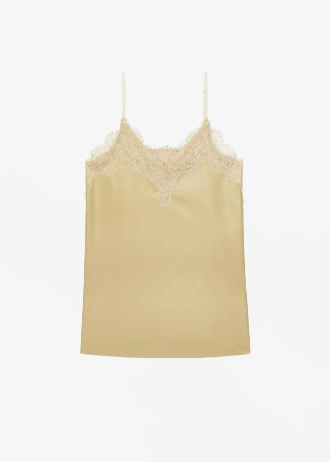 Women Desirae Lace Top 8211 Pale Yellow The Frankie Shop Tops