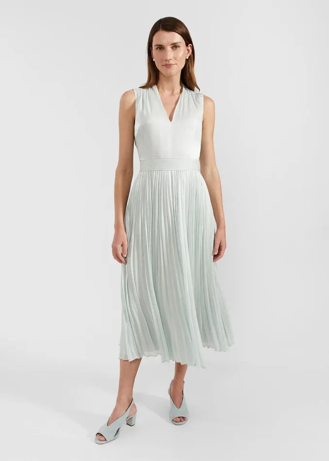Women Dresses and Jumpsuits Hobbs Alexandra Pleated Dress Sage Green