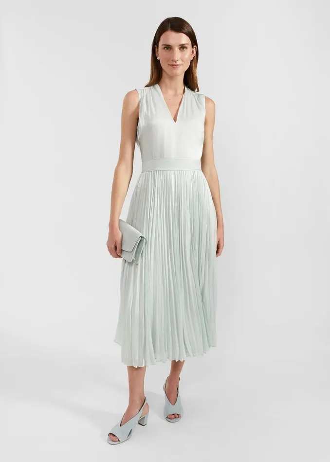 Women Dresses and Jumpsuits Hobbs Alexandra Pleated Dress Sage Green