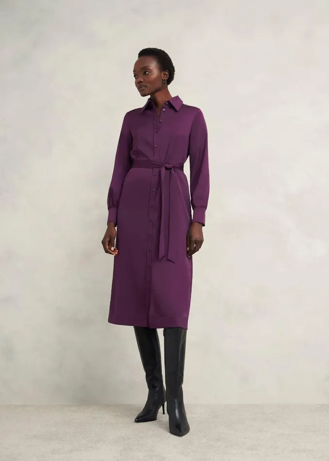 Women Dresses and Jumpsuits Hobbs Arianne Satin Dress Regal Purple