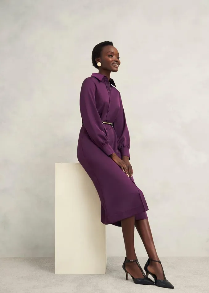 Women Dresses and Jumpsuits Hobbs Arianne Satin Dress Regal Purple
