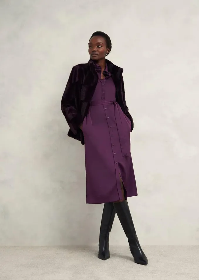 Women Dresses and Jumpsuits Hobbs Arianne Satin Dress Regal Purple