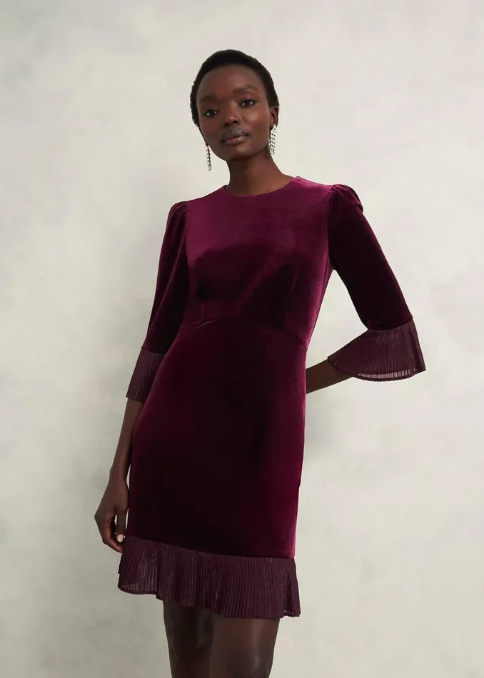 Women Dresses and Jumpsuits Hobbs Ashley Velvet Dress Warm Plum