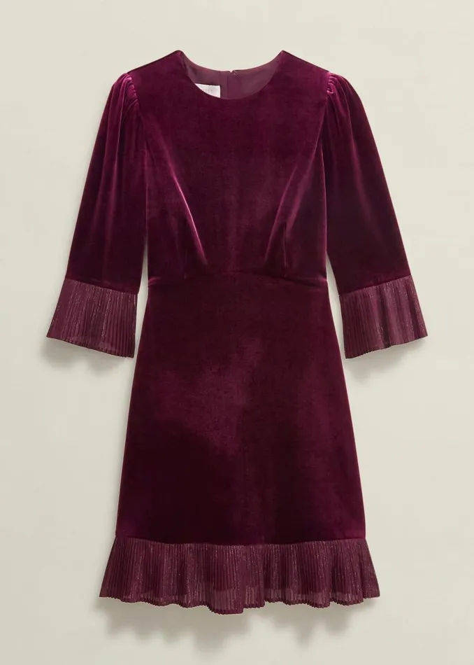 Women Dresses and Jumpsuits Hobbs Ashley Velvet Dress Warm Plum
