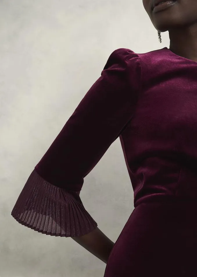 Women Dresses and Jumpsuits Hobbs Ashley Velvet Dress Warm Plum