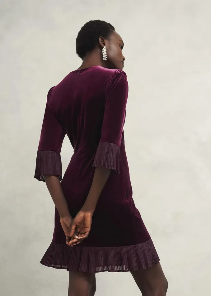 Women Dresses and Jumpsuits Hobbs Ashley Velvet Dress Warm Plum