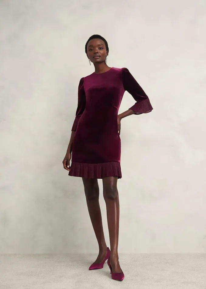 Women Dresses and Jumpsuits Hobbs Ashley Velvet Dress Warm Plum