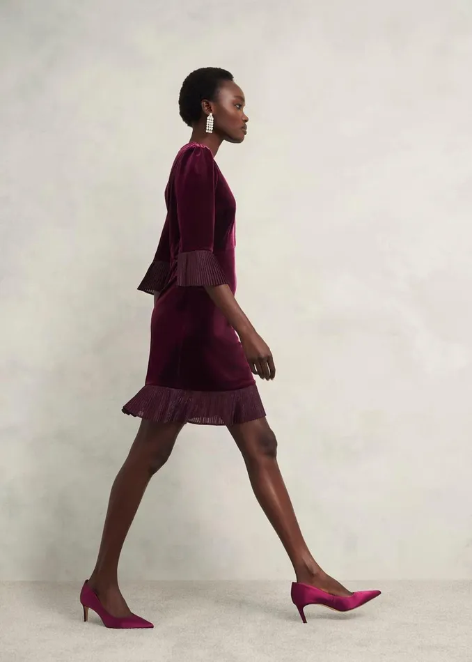 Women Dresses and Jumpsuits Hobbs Ashley Velvet Dress Warm Plum