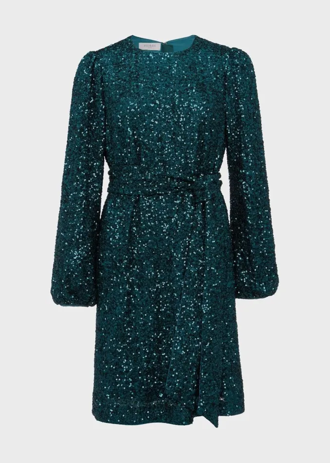 Women Dresses and Jumpsuits Hobbs Bette Sequin Dress Evergreen