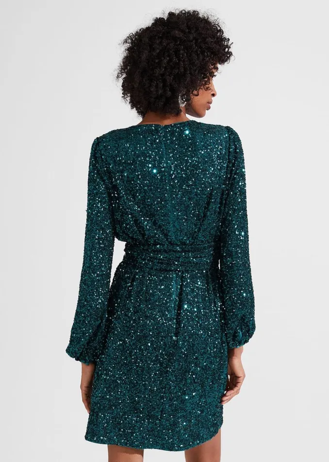 Women Dresses and Jumpsuits Hobbs Bette Sequin Dress Evergreen