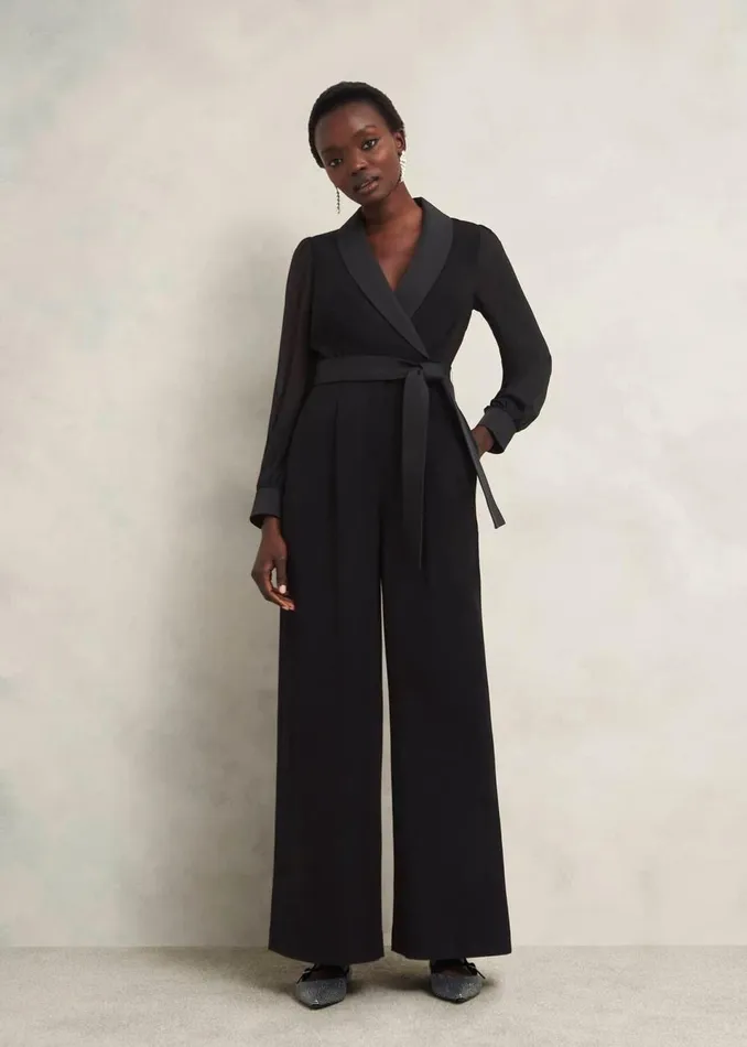 Women Dresses and Jumpsuits Hobbs Maia Sleeved Jumpsuit Hobbs Black