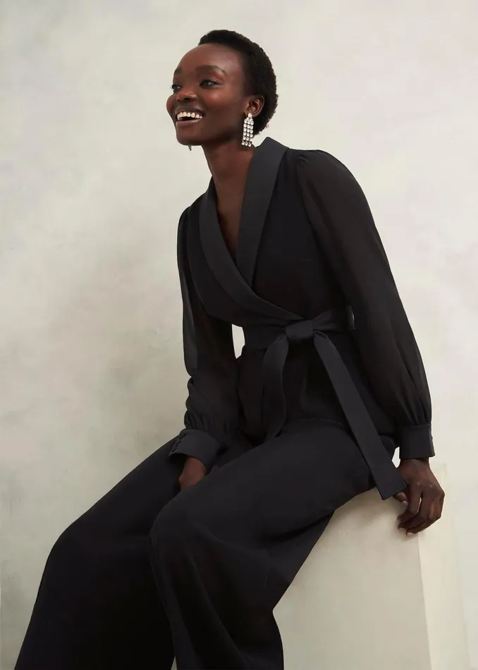 Women Dresses and Jumpsuits Hobbs Maia Sleeved Jumpsuit Hobbs Black