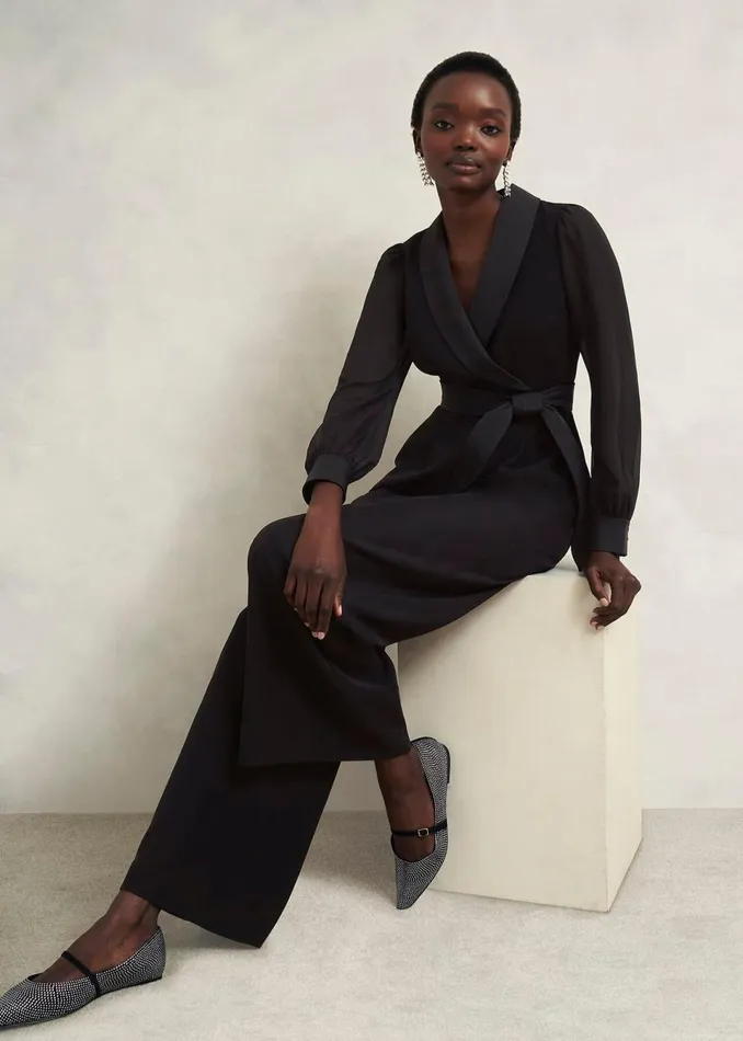 Women Dresses and Jumpsuits Hobbs Maia Sleeved Jumpsuit Hobbs Black