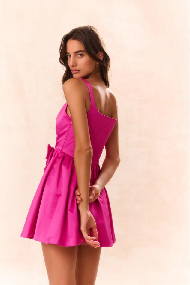 Women Dresses LoveShackFancy Bayer Satin Mini Dress Fuchsia