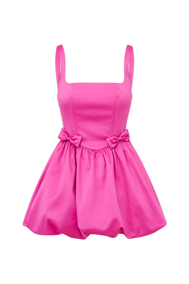 Women Dresses LoveShackFancy Bayer Satin Mini Dress Fuchsia