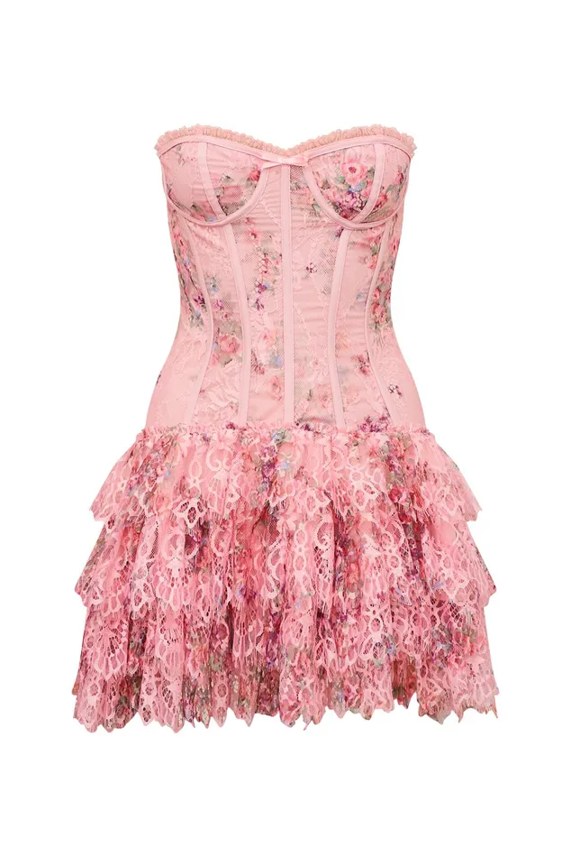 Women Dresses LoveShackFancy Carlene Lace Mini Dress Pink Dusk