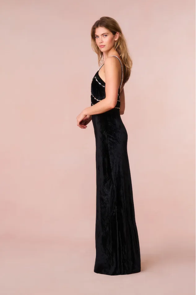Women Dresses LoveShackFancy Corrino Velvet Embellished Maxi Dress Black