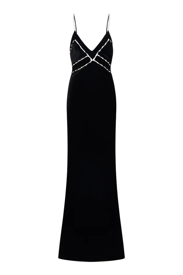Women Dresses LoveShackFancy Corrino Velvet Embellished Maxi Dress Black