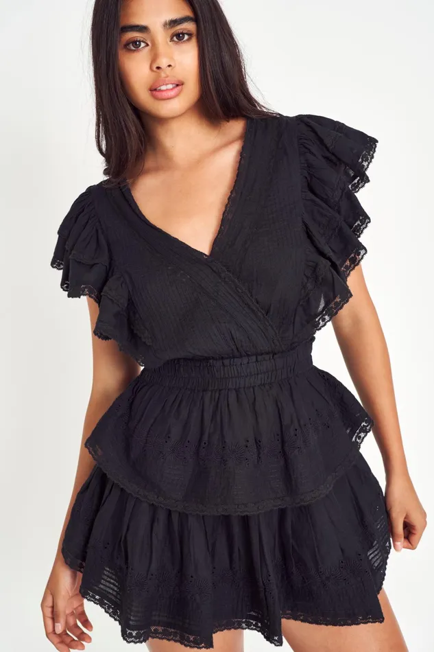 Women Dresses LoveShackFancy Gwen Heritage Mini Dress Black