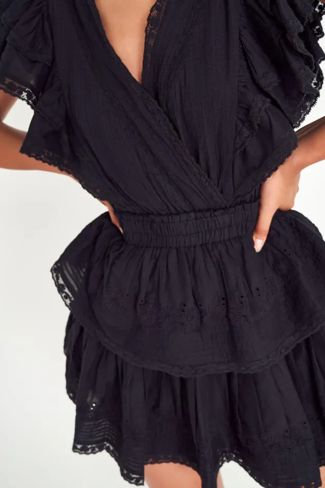 Women Dresses LoveShackFancy Gwen Heritage Mini Dress Black