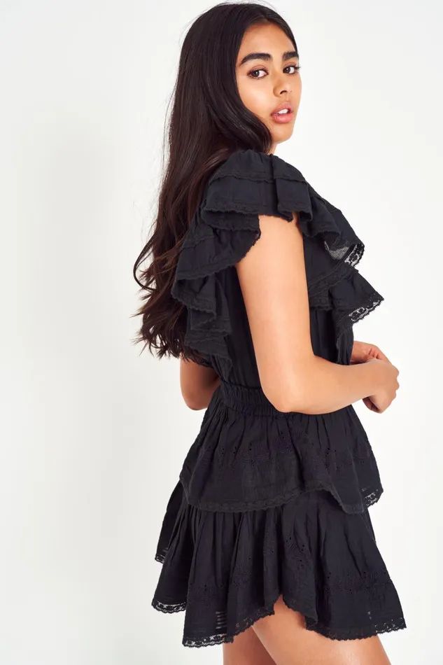 Women Dresses LoveShackFancy Gwen Heritage Mini Dress Black