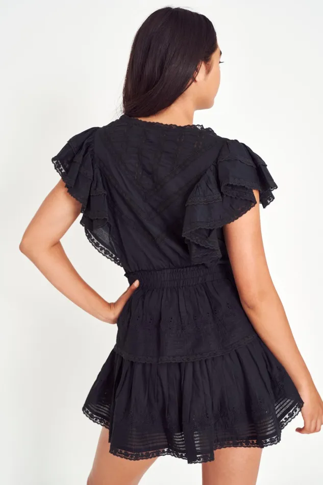 Women Dresses LoveShackFancy Gwen Heritage Mini Dress Black