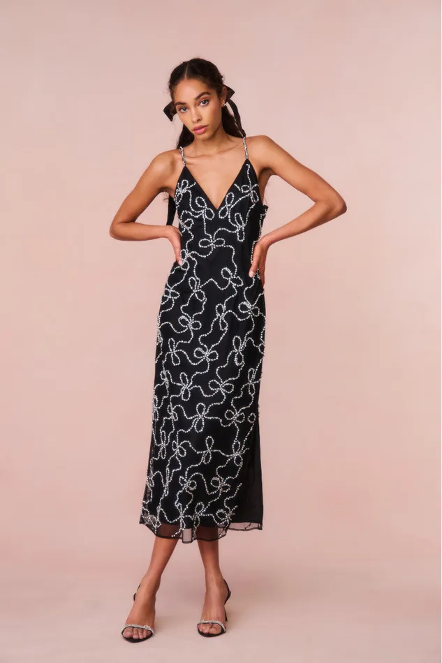 Women Dresses LoveShackFancy Kaylen Embellished Midi Dress Black