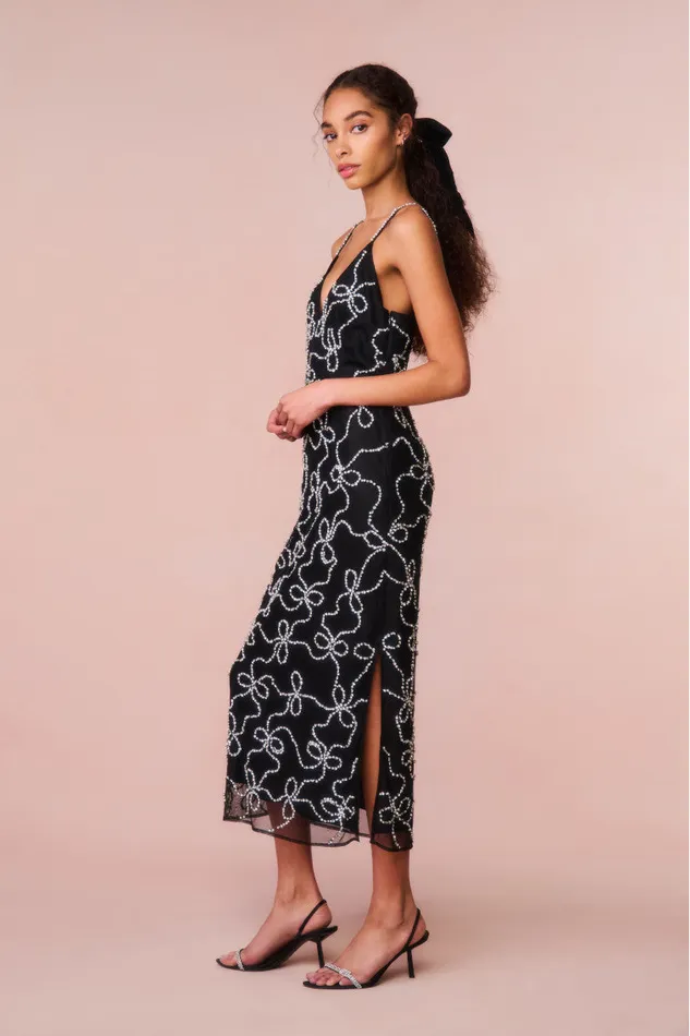 Women Dresses LoveShackFancy Kaylen Embellished Midi Dress Black