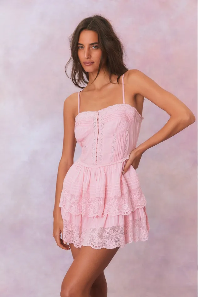 Women Dresses LoveShackFancy Nerida Bustier Mini Dress Cherry Pink