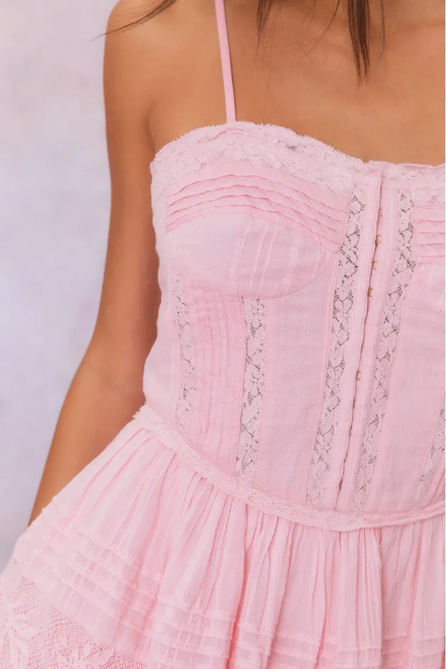 Women Dresses LoveShackFancy Nerida Bustier Mini Dress Cherry Pink