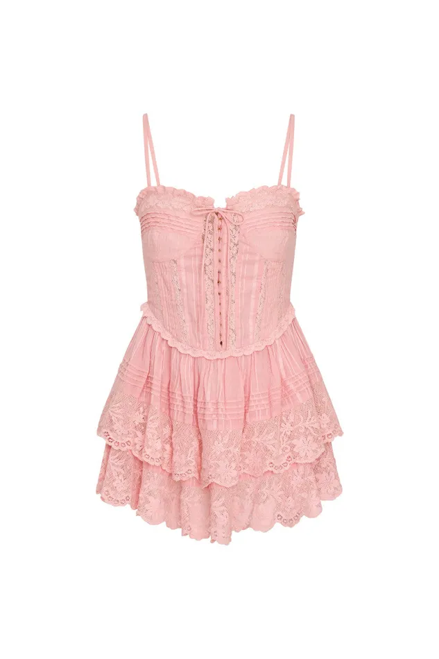 Women Dresses LoveShackFancy Nerida Bustier Mini Dress Cherry Pink