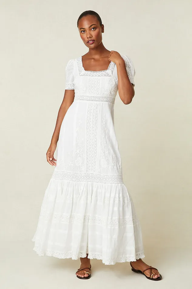 Women Dresses LoveShackFancy Ryan Victorian Maxi Dress True White