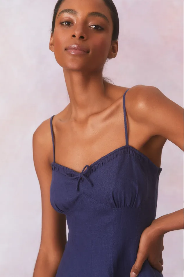 Women Dresses LoveShackFancy Shai Linen Mini Dress Navy