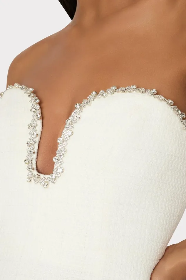 Women Dresses Milly Emelia Boucle Strapless Midi Dress Ecru