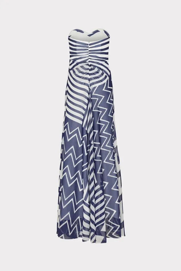 Women Dresses Milly Erin Patchwork Chevron Maxi Dress Bluewhite Women Dresses Milly Erin Patchwork Chevron Maxi Dress Bluewhite