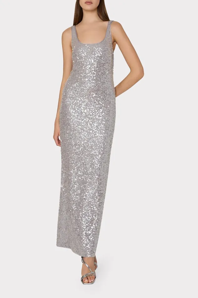 Women Dresses Milly Ishani Sequins Slip Dress Grey Women Dresses Milly Ishani Sequins Slip Dress Grey