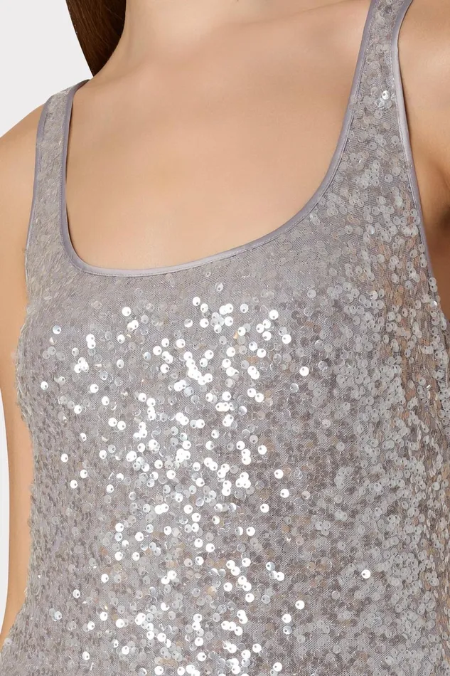Women Dresses Milly Ishani Sequins Slip Dress Grey Women Dresses Milly Ishani Sequins Slip Dress Grey