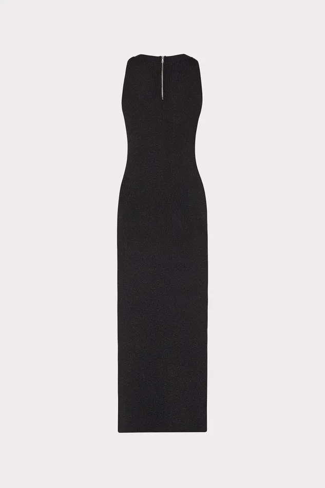 Women Dresses Milly Izel Embellished Halter Knit Midi Dress Metallic Black