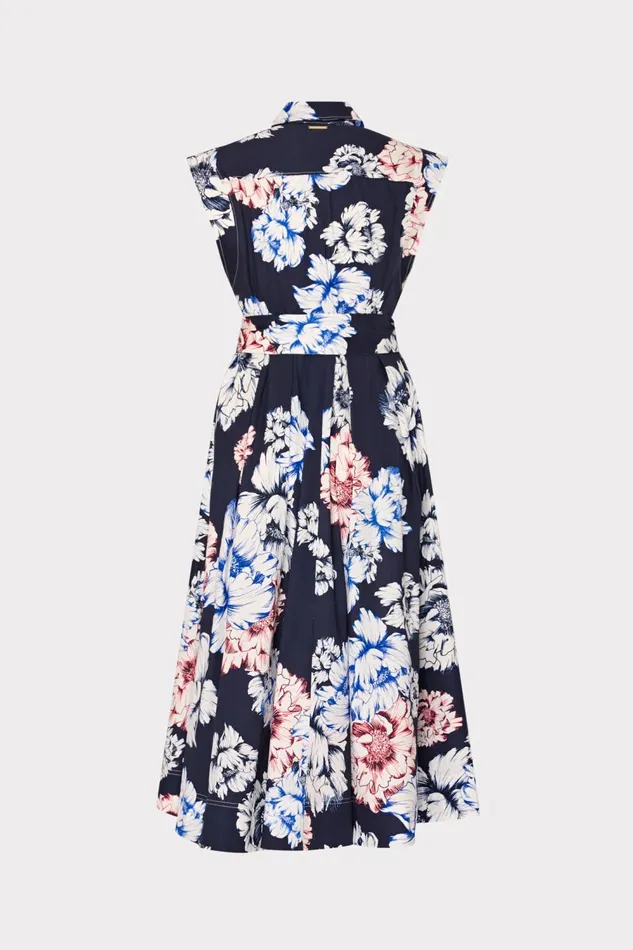 Women Dresses Milly Jules Printed Poplin Midi Dress Navy Multi Women Dresses Milly Jules Printed Poplin Midi Dress Navy Multi