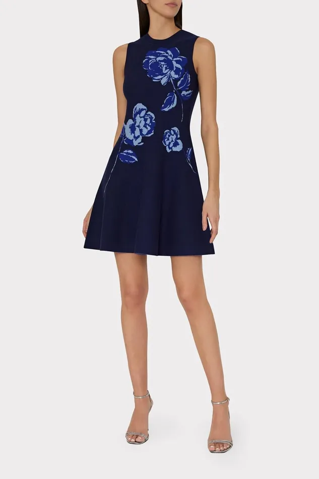 Women Dresses Milly Kenzie Sleeveless Jacquard Knit Dress Navy Multi Women Dresses Milly Kenzie Sleeveless Jacquard Knit Dress Navy Multi
