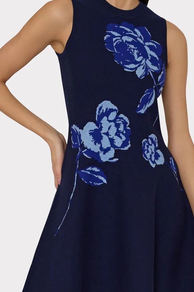 Women Dresses Milly Kenzie Sleeveless Jacquard Knit Dress Navy Multi Women Dresses Milly Kenzie Sleeveless Jacquard Knit Dress Navy Multi